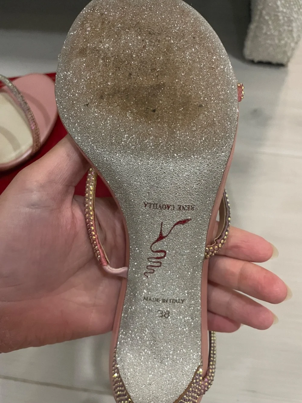 Rene Caovilla Pink Crystal Sandal